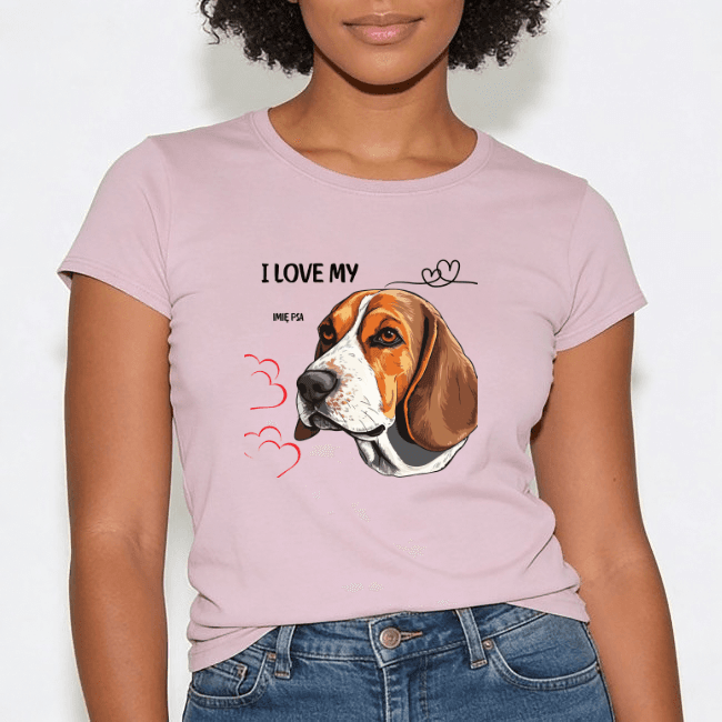 Koszulka damska lekko taliowana I love my Beagle G5000L